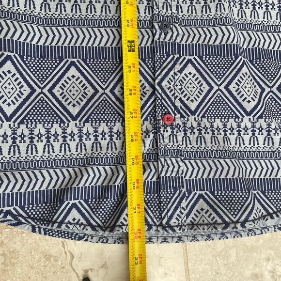 Tranquility Mayhem Blue Geometric Button-Up Shirt, Stylish, High Quality, LNC - Picture 9 of 10